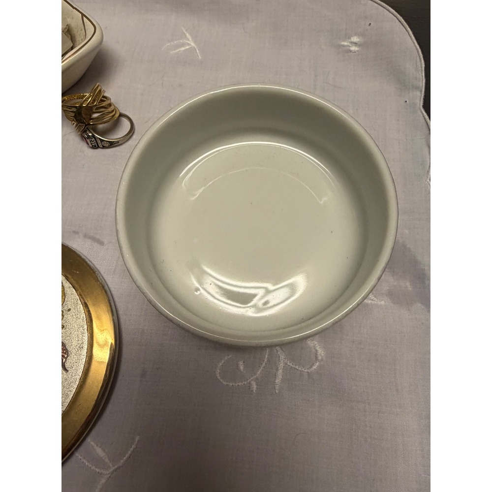 Vintage Chokin Art Ceramic Trinket Box Calla Lily Butterfly Luster Glaze Round - Picture 7 of 12